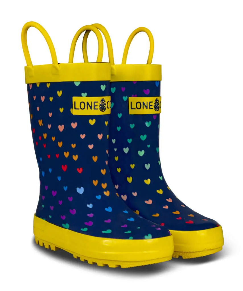 Valentine's Day Outfit Idea - Lone Cone Scattered Hearts Rain Boots