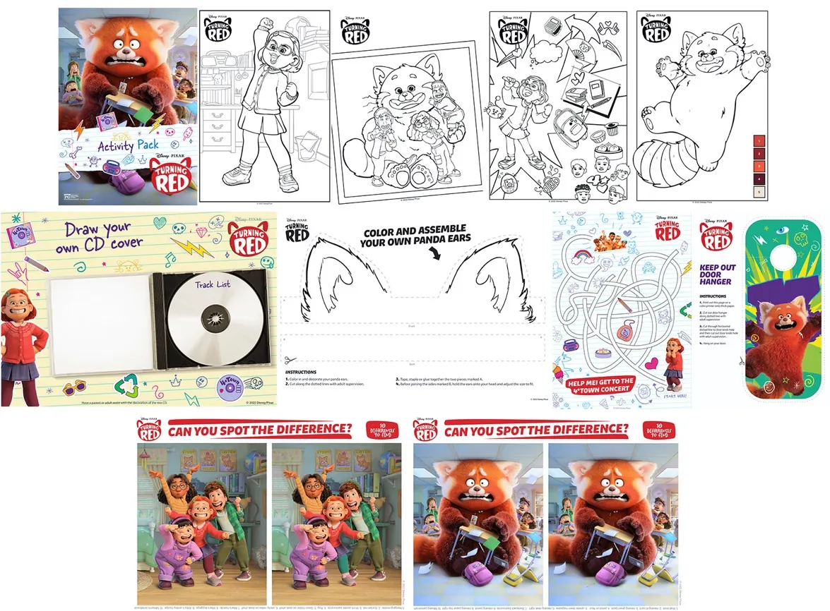 Turning Red Free Printables