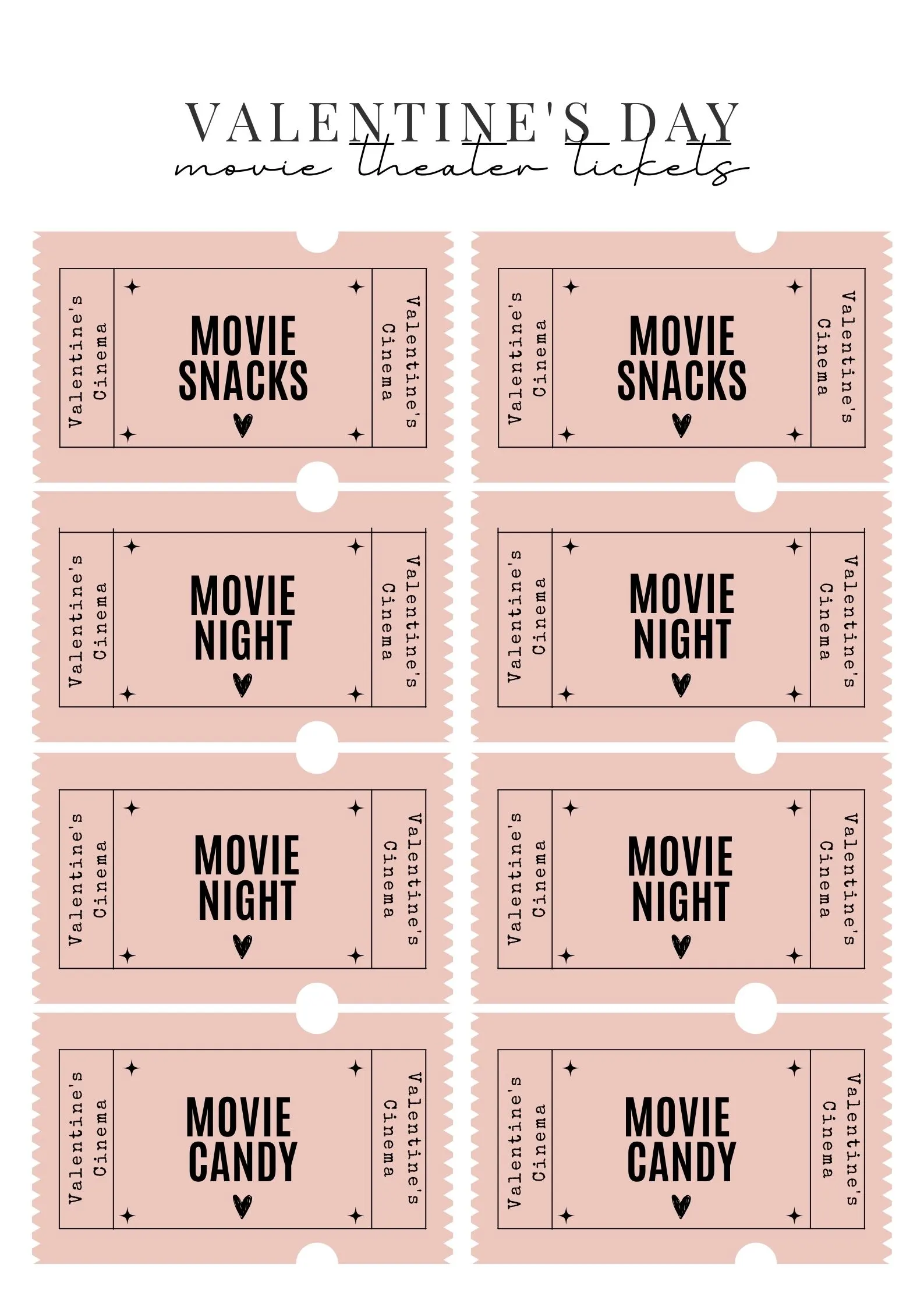 Print Valentine's Day home movie theater tickets - Valentine's Day Family Movie Night Ideas 