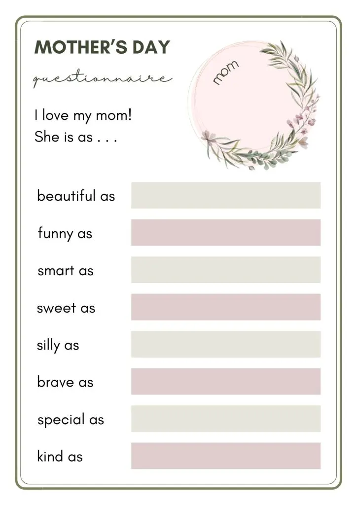 10 Free Mother's Day Printable Activities