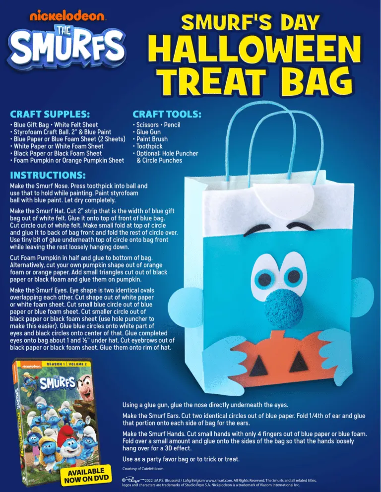 Check out this smurf-tastic Halloween Treat Bag inspired by The Smurfs: Season 1, Volume 2, available now on DVD! 